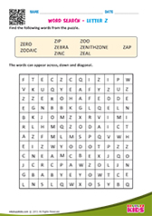 Word Search with letter z